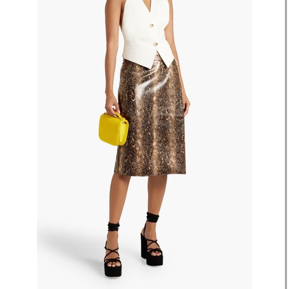 GANNI Snake Print Leather Midi Skirt - NWT - Picture 1 of 4